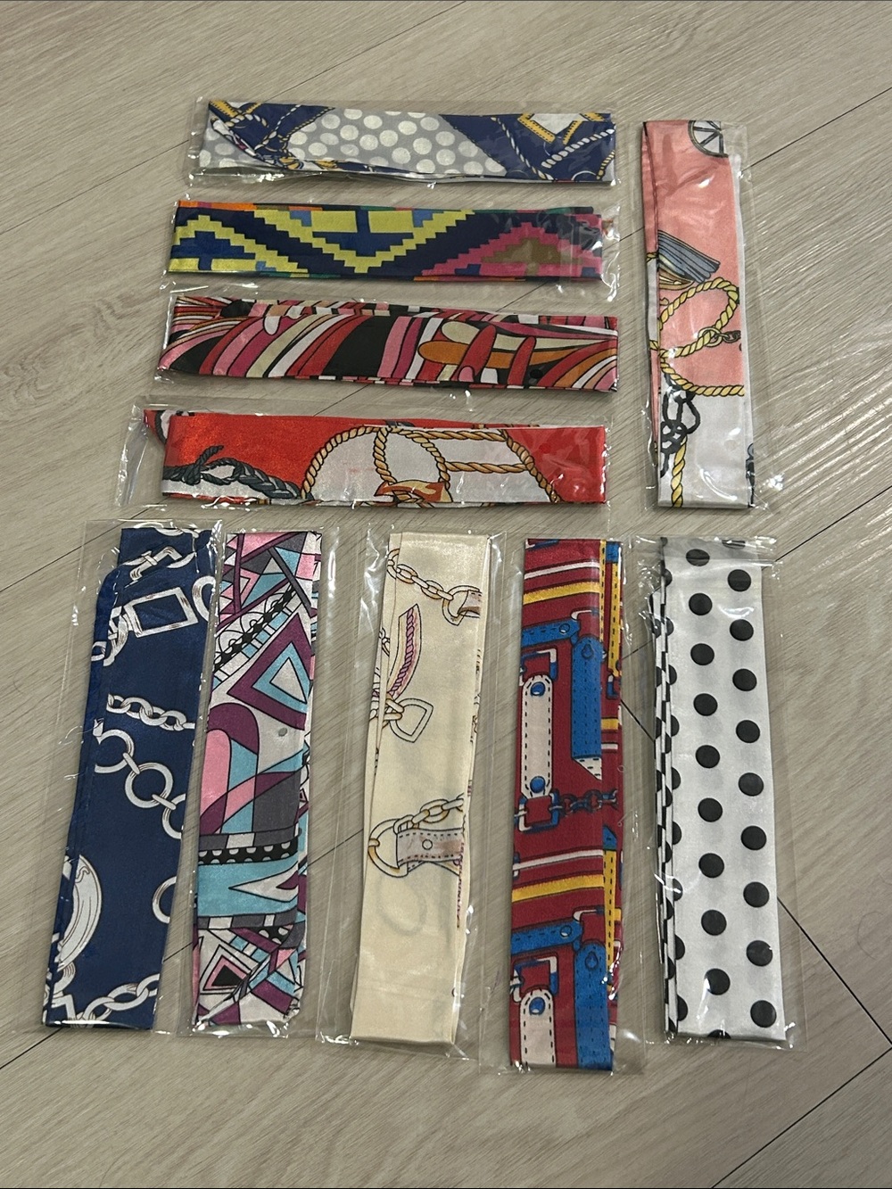 Purse Satin Scarf Set of 10 #21—Various Patterns and Colors